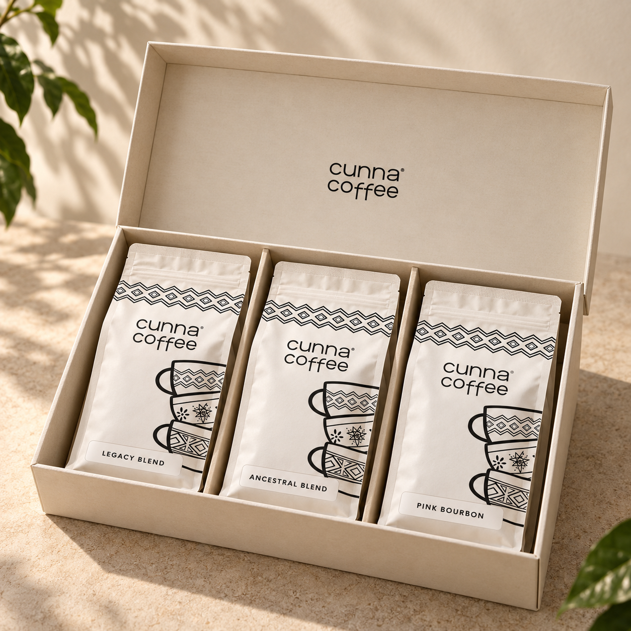 CUNNA Discovery Box with Legacy, Ancestral and Pink Bourbon coffees